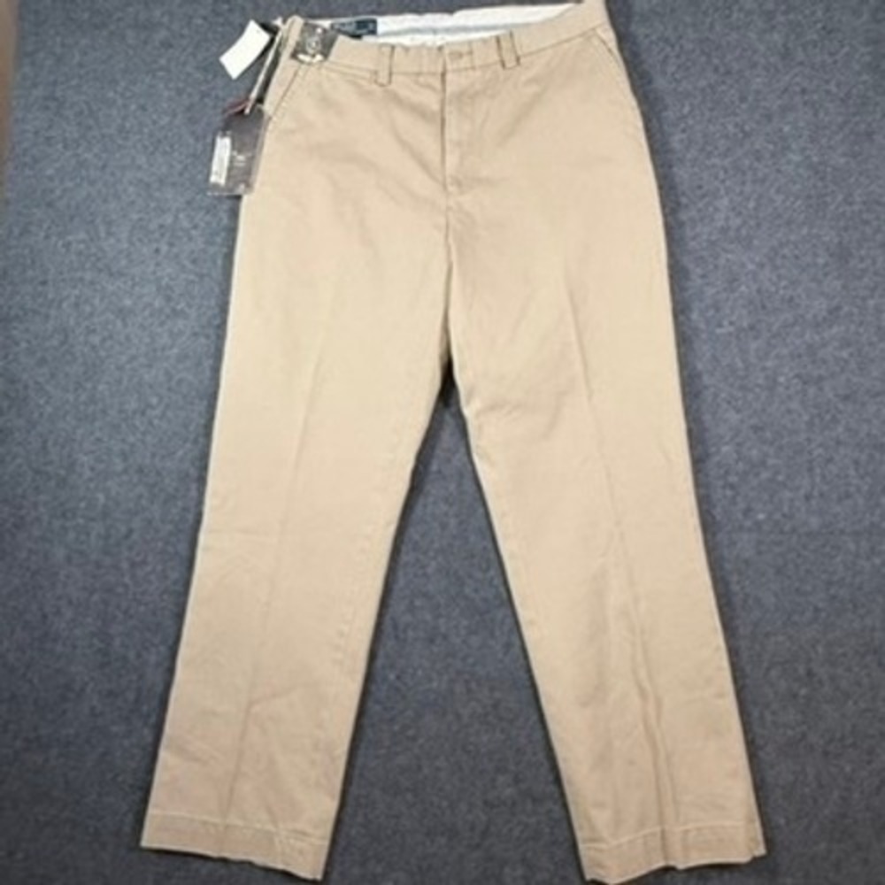 VTG Y2K Polo Ralph Lauren Straight Chino Pants Mens 36x32 Tan Cotton Khaki NWT
